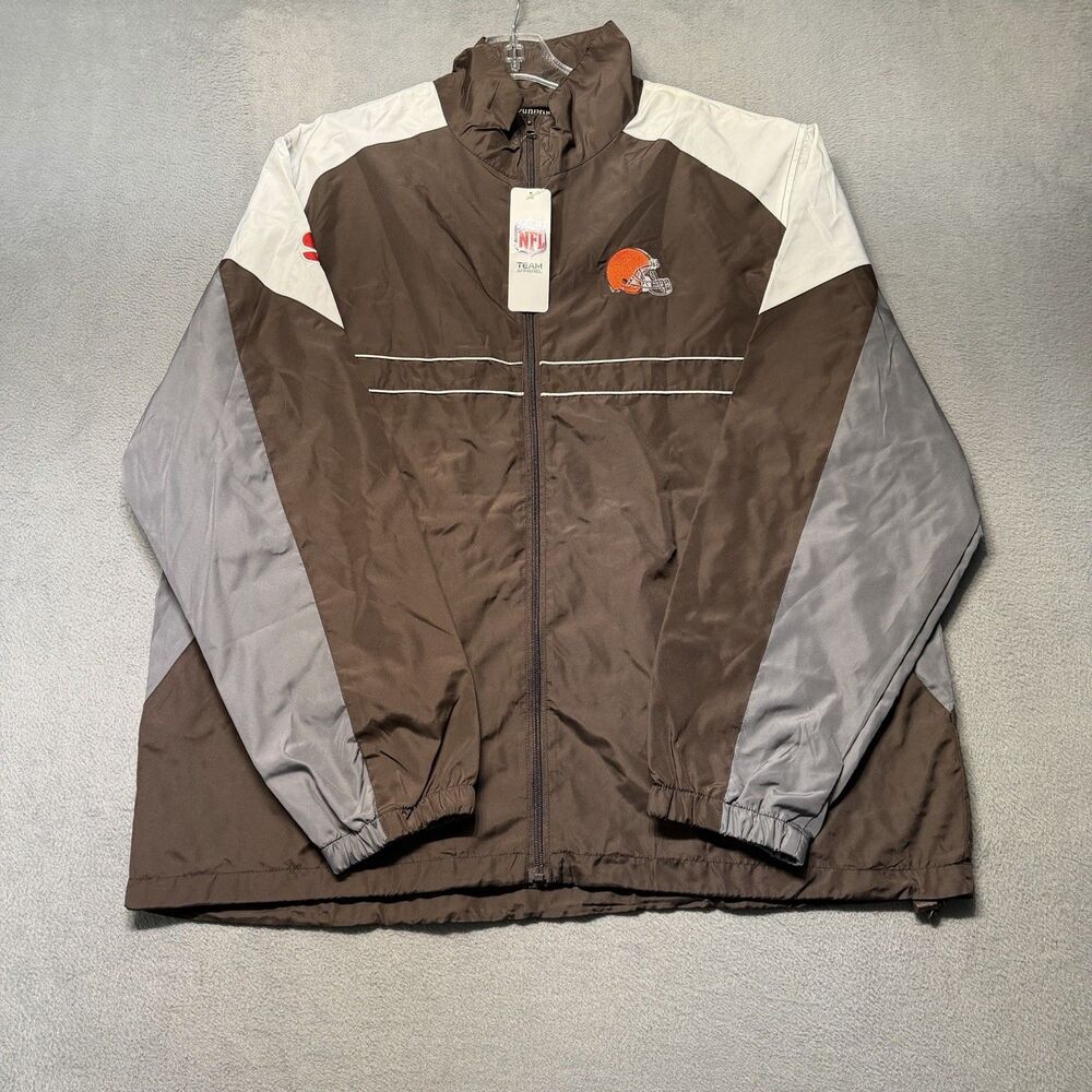 Dunbrooke Mens XL Cleveland Browns Full Zip Windbreaker Jacket Brown NFL NWT